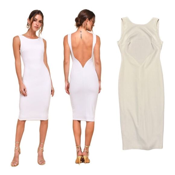 Lulus So Stunning White Backless Midi Dress Size Small - Picture 1 of 13